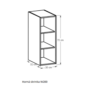 Tempo Kondela Kuchynská linka Sicilia, orech Milano Sicilia: Horná skrinka W200 - 20x72x32 cm