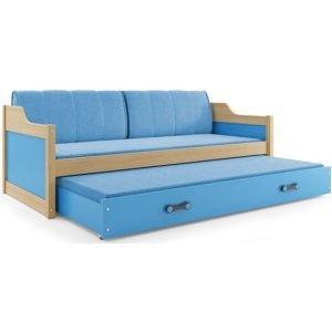 BMS Detská posteľ s prístelkou DAWID | borovica 80 x 190 cm Farba: Modrá