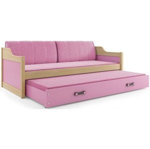 BMS Detská posteľ s prístelkou DAWID | borovica 80 x 190 cm Farba: Ružová