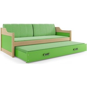 BMS Detská posteľ s prístelkou DAWID | borovica 80 x 190 cm Farba: Zelená
