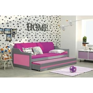 BMS Detská posteľ s prístelkou DAWID | sivá 90 x 200 cm Farba: Ružová