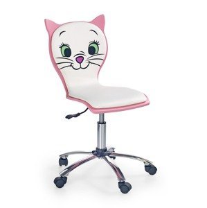Detská stolička: HALMAR KITTY 2 HALMAR - poťahový materiál: eco koža - ružovo biela, HALMAR - drevo: preglejka