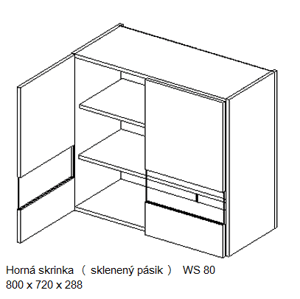 Kuchynská linka OLIWIA Typ: Horná skrinka OLIWIA WS 80 (sklo pásik)