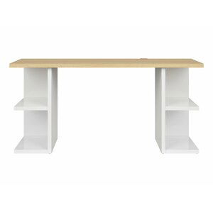 BRW Kancelársky stôl: DENTON - BIU/160 Farba: biely lesk/dub poľsky