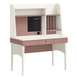 Písací stôl s veľkým nástavcom beauty - béžová/ružová