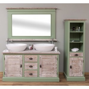 Veľká kúpeľňová zostava pre 2 umývadlá damiano 665 - zelená/hnedá