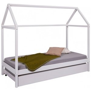 Domčeková posteľ i z masívu 90x200cm so zásuvkou sully - biela