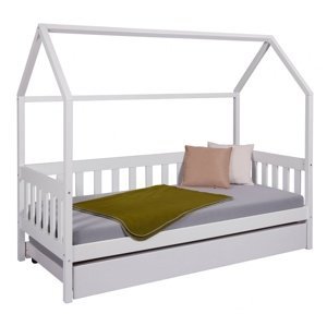 Domčeková posteľ ii z masívu 90x200cm so zásuvkou sully - biela