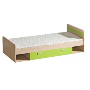 Detská posteľ 195x80cm s úložným priestorom melisa - jaseň/zelená