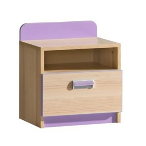 Detský nočný stolík melisa - jaseň/fialová