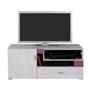 Televízny stolík delbert 12 - bielená borovica/fialová