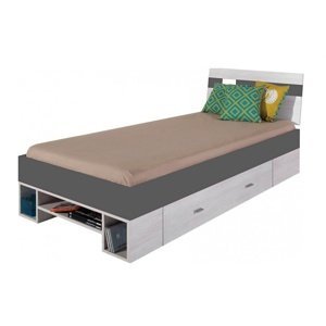 Detská posteľ delbert 90x200cm - borovica / tmavo sivá