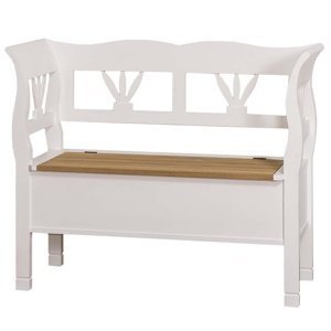 Drevená lavica s úložným priestorom honey, biela - dubové sedadlo -
