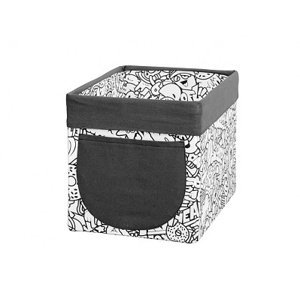 Úložný textilný box komiks - čierna / biela