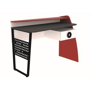 Písací stôl racer - červená/biela/rock