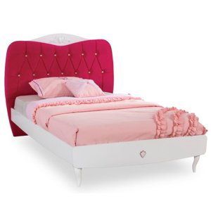 Študentská posteľ 120x200cm rosie - biela/rubínová