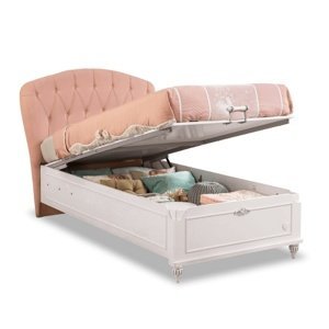 Detská posteľ s úložným priestorom carmen 100x200cm - biela/ružová