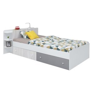 Študentská posteľ s úložným priestorom beta 120x200cm - biela/dub