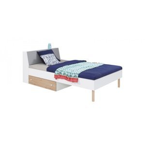 Detská posteľ rasmus 90x200cm - biela/sivá/dub artisan