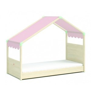 Domčeková posteľ so strieškou fairy i - dub svetlý/ružová