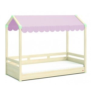 Domčeková posteľ so strieškou fairy ii - dub světlý/ružová