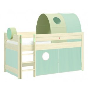 Vyvýšená posteľ s doplnkami fairy - dub svetlý/zelená