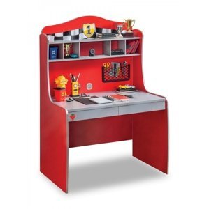 Písací stôl fittipaldi - červená/šedá