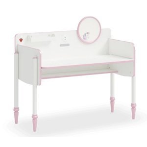 Písací stôl s usb portom susy - biela/ružová