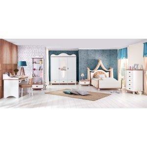 Veľká detská izba lovely - biela/orech
