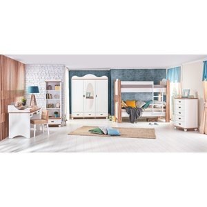 Detská izba s poschodovou posteľou lovely - biela/orech