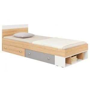 Študentská posteľ 120x200 eragon - dub/biela/šedá