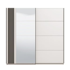 Dvojdverová posuvná skriňa so zrkadlom 220 donna-biela/čierna - s led