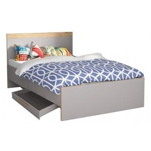 Študentská posteľ 120x200 so zásuvkou neal - šedá/dub catania