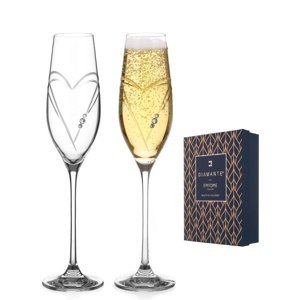 Diamante poháre na šampanské Hearts s kryštálmi Swarovski 210ml 2KS