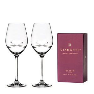 Diamante poháre na biele víno se Swarovski kryštály Kiss 360 ml 2KS