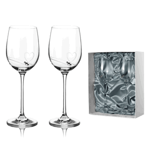 Diamante poháre na biele víno Romance s kamienkami Swarovski av prémiovom balení 330 ml 2KS