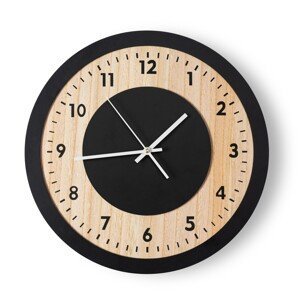 Luxusné čierne hodiny s textúrou dreva 40x40 cm