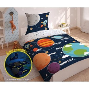 Fenomenálne bavlnené detské posteľné obliečky s motívom vesmíru 2 časti: 1ks 140 cmx200 + 1ks 70 cmx80