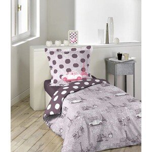 Luxusné obliečky na posteľ fialovo hnedej farby s motívom Paríža 140 x 200 cm