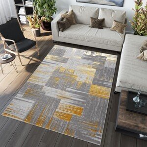 domtextilu.sk Moderný sivý koberec do obývačky so zlatým motívom 68182-243128