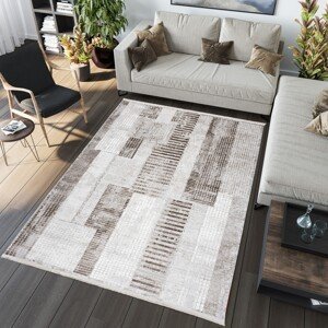 domtextilu.sk Dizajnový vintage koberec s geometrickými vzormi v hnedých odtieňoch 68229-243170