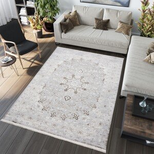 domtextilu.sk Svetlý bielo-sivý dizajnový vintage koberec so vzormi 68239-243195