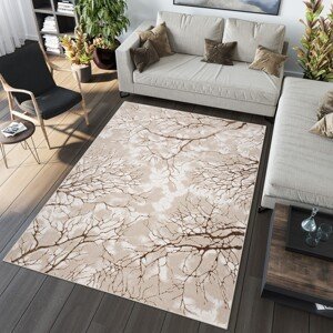 domtextilu.sk Jednoduchý moderný koberec béžovej farby s hnedým motívom 68244-243205