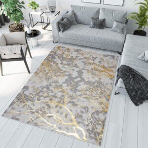domtextilu.sk Jednoduchý moderný koberec sivej farby so zlatým motívom 68249-243215