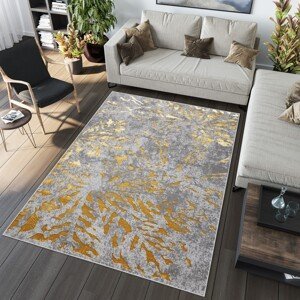 domtextilu.sk Exkluzívny moderný koberec sivej farby so zlatým motívom 68256-243231