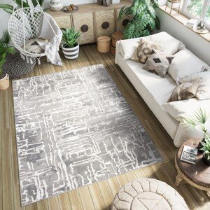 domtextilu.sk Sivý dizajnový koberec so svetlým abstraktným vzorom 68361-243362