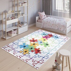 domtextilu.sk Detský koberec s motívom farebného puzzle 68496-243631
