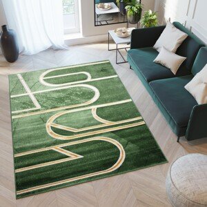 domtextilu.sk Originálny moderný zelený koberec so zlatým vzorom 68513-243699