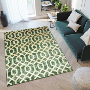 domtextilu.sk Zaujímavý zelený koberec so zlatým vzorom 68515-243709