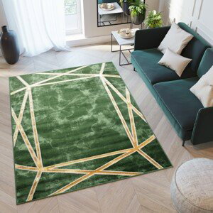 domtextilu.sk Moderný zelený koberec so zlatým vzorom 68528-243764